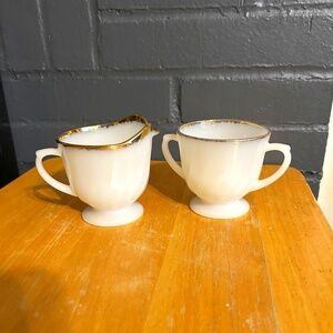 Vintage Fire King Swirl Creamer Set